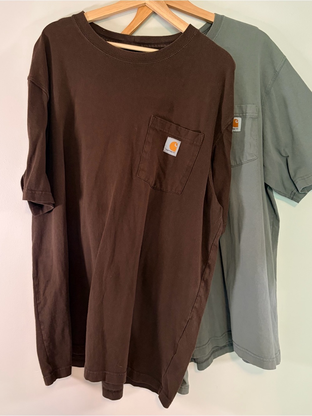 Lot Of 2 Carhartt Men's Workwear Pocket Short Sleeve T-Shirt - XL Gray/ Brown
